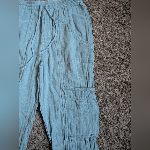 Free People Sea Spray Feelin' Good Linen Blend Utility Pant Women's S - Picture 3 of 9